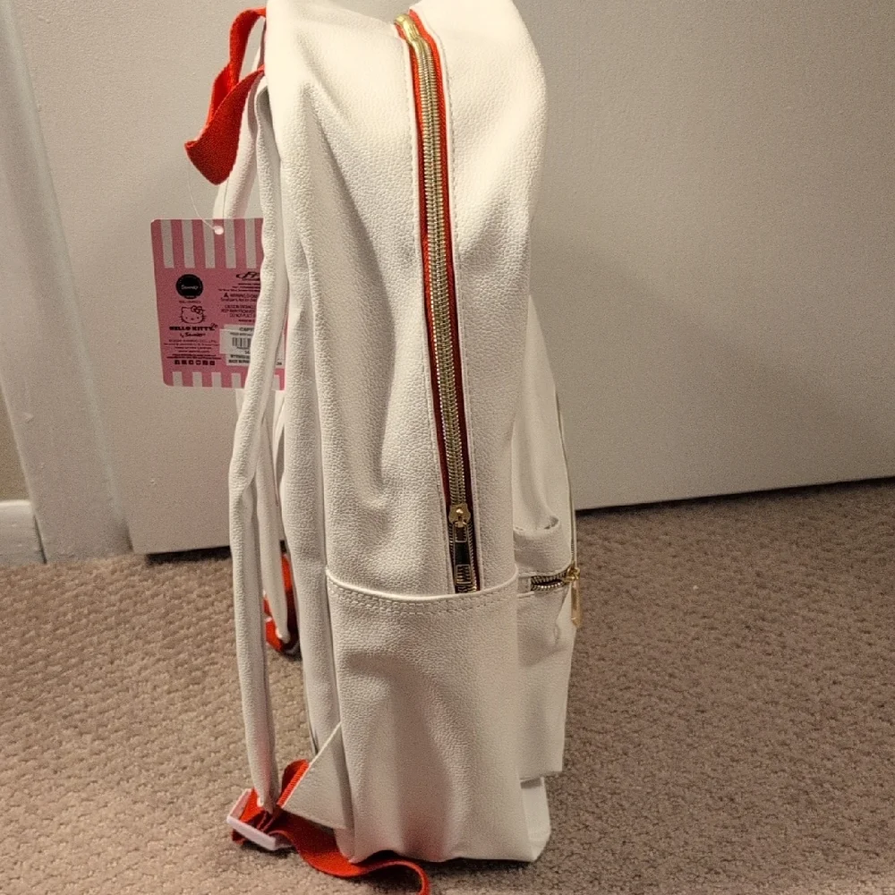Hello Kitty Cream and Red Kids Full Size Vegan Faux Leather Backpack NWT